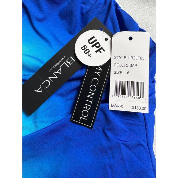 La Blanca Ocean Oasis Shirred One Shoulder One Piece Women's Swimsuit 6 UPF 50+ - Picture 5 of 5